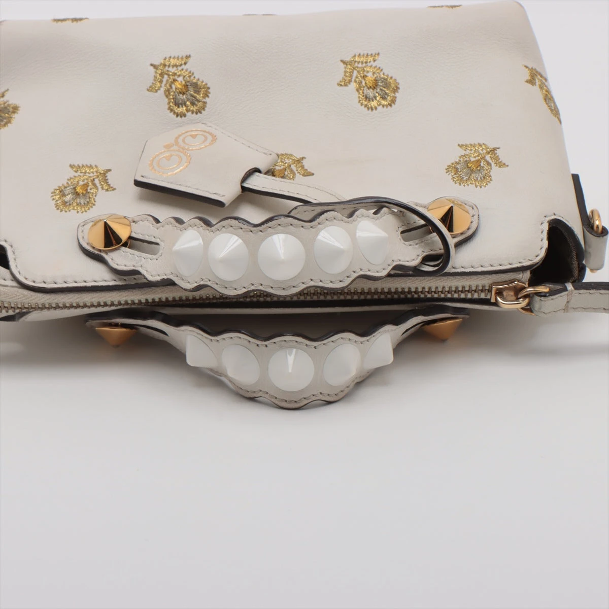 フェンディ バイザウェイミニ レザー×刺繍 2WAYハンドバッグ