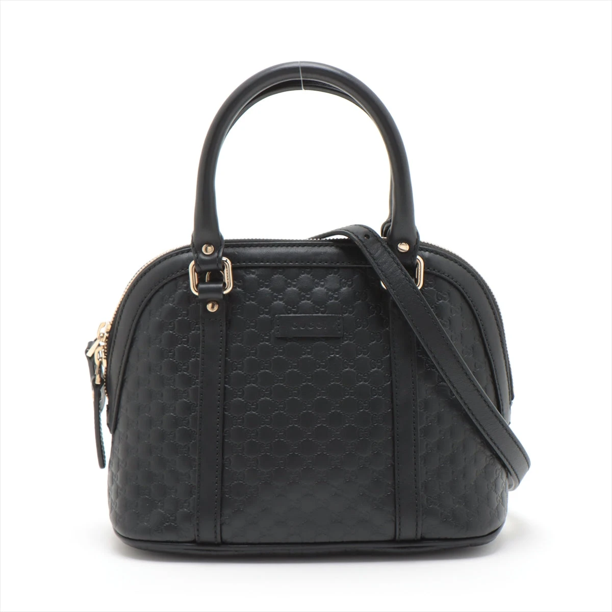 グッチ マイクログッチシマ レザー 2WAYハンドバッグ ブラック