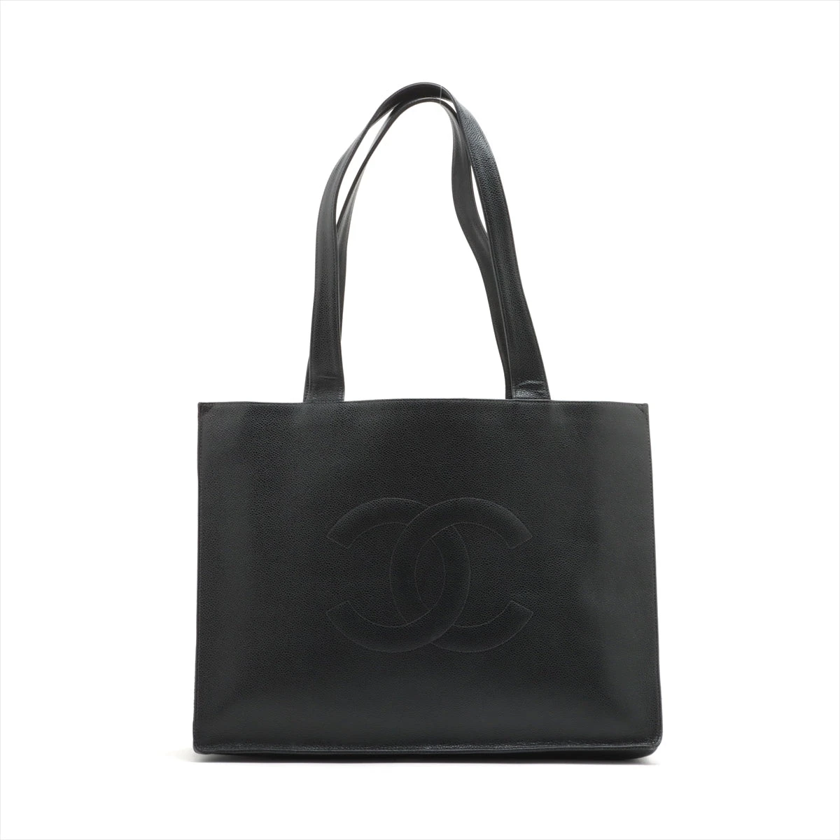人気●シャネル　トートバッグ　ロゴ　刺繍　ゴールド金具　キャビアスキン　ブラック CHANEL シャネル 復刻トートバッグ キャビアスキン ブラック