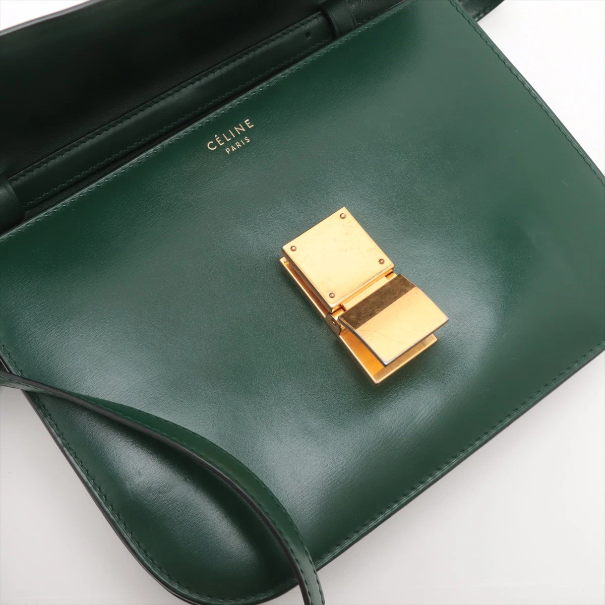 セリーヌ クラシックボックス レザー ショルダーバッグ グリーン