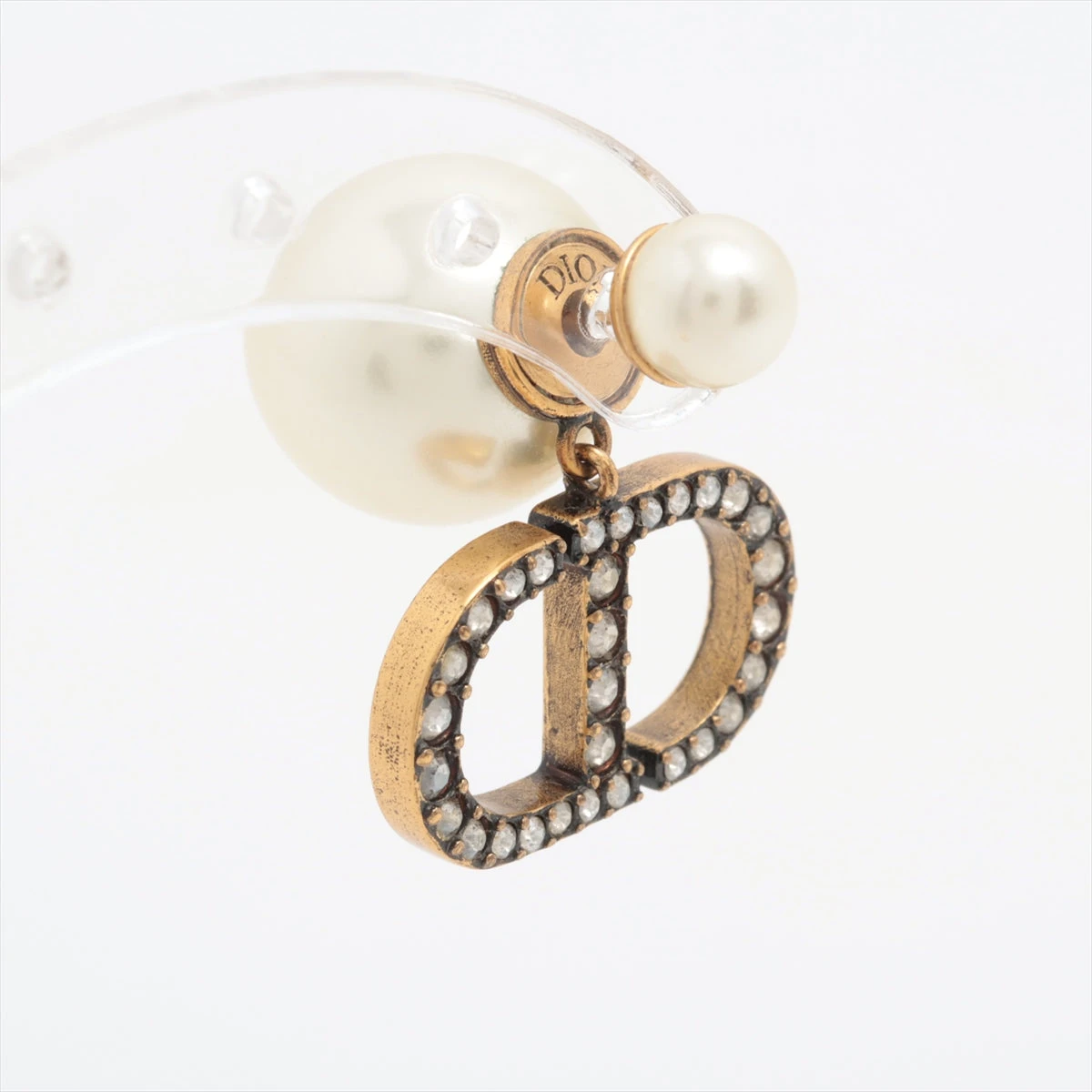 【美品】ディオール　トライバル　パール　ピアス　ラインストーン　シルバー　片耳 ディオール Dior Tribales ディオール トライバル ピアス(両耳用