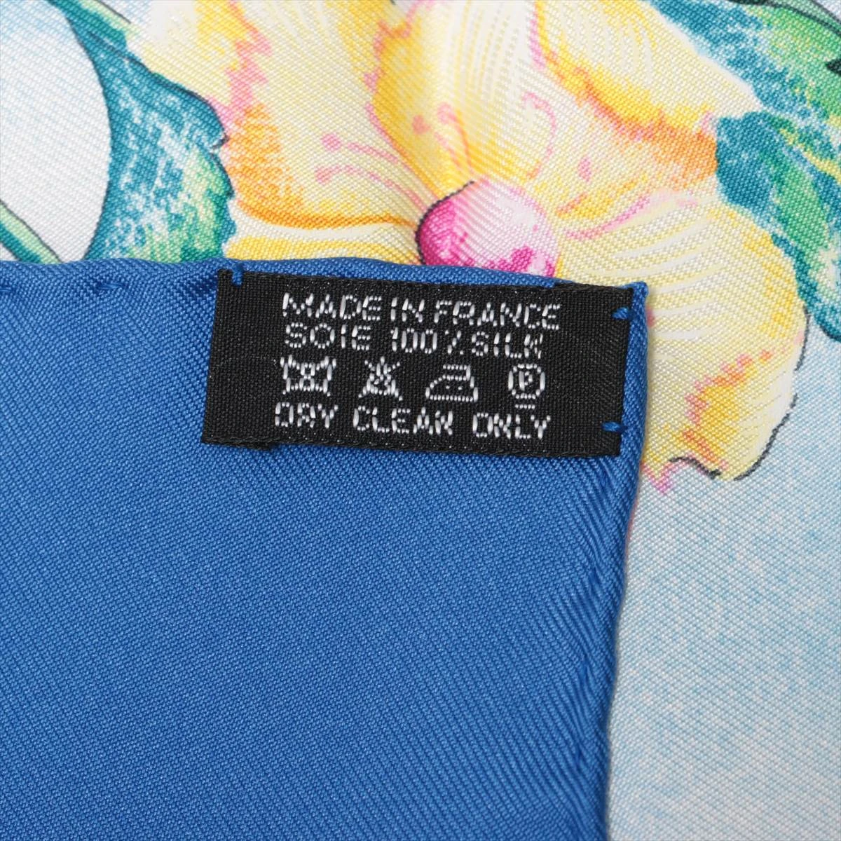 エルメス カレ90 GIVERNY スカーフ シルク ブルー×ピンク