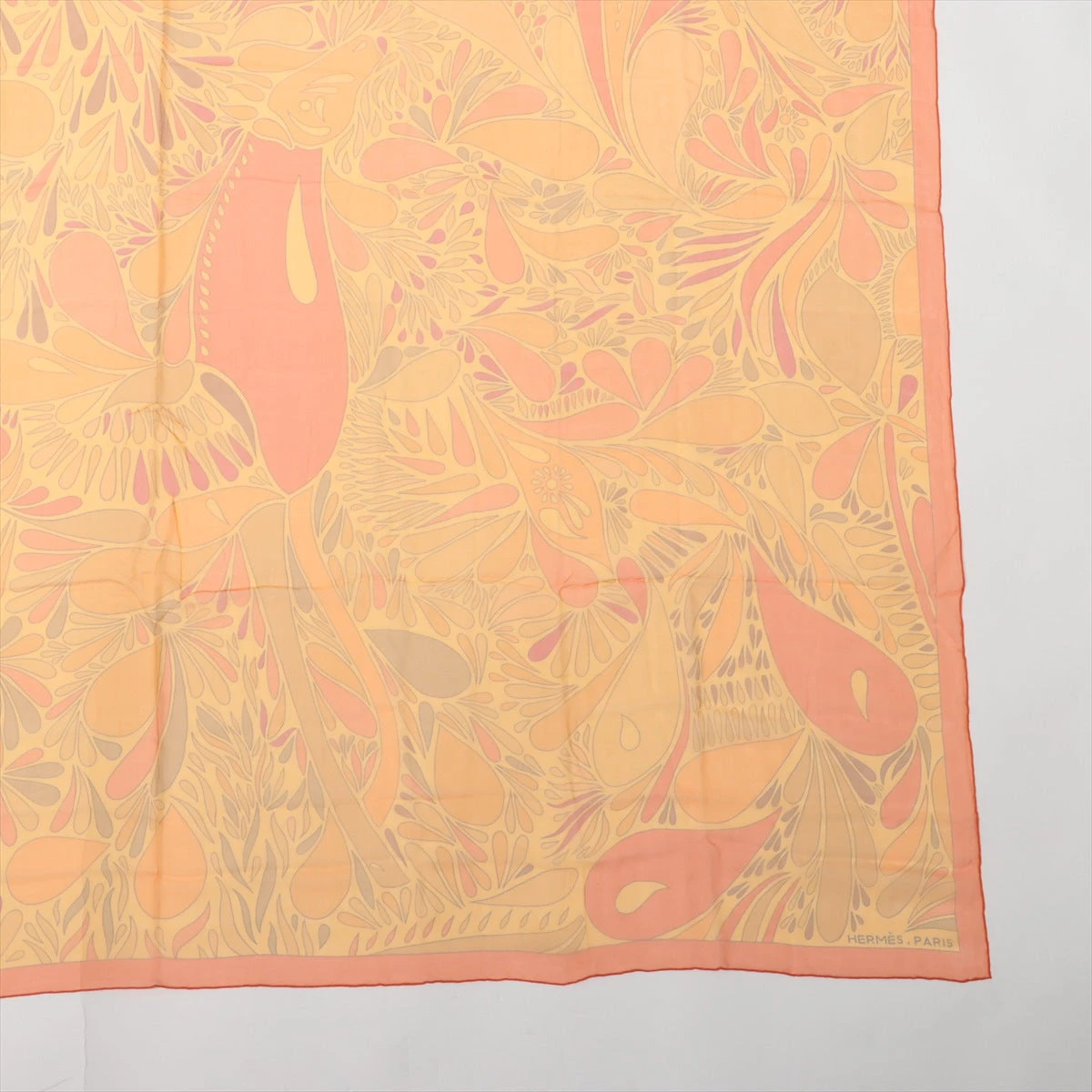 エルメス スカーフ シルク オレンジ カレ140 モスリン MILLEFLEURS DU