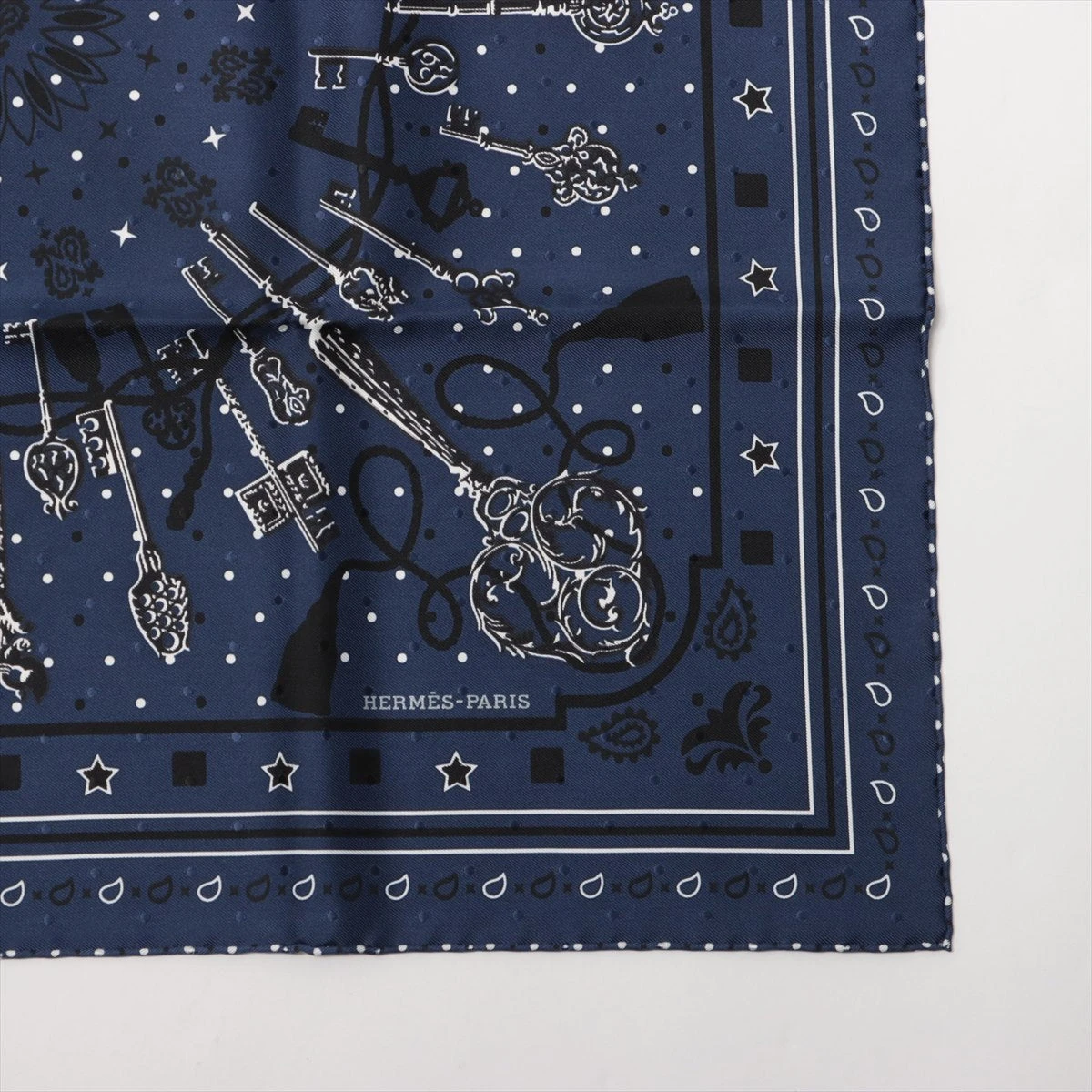 HERMES レクレ シルクバンダナ スカーフ55 新品未使用 HERMES エルメス スカーフ カレ55 CARRE シルク ブルー 【LES