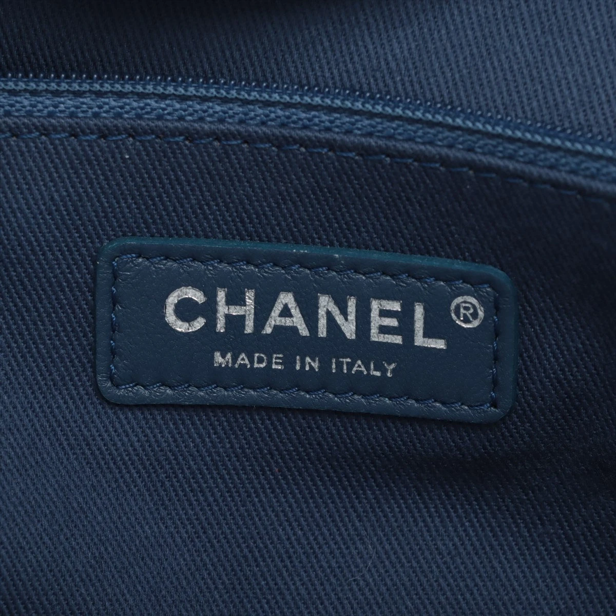 シャネル ドーヴィルGM ツイード×レザー チェーントートバッグ ブルー