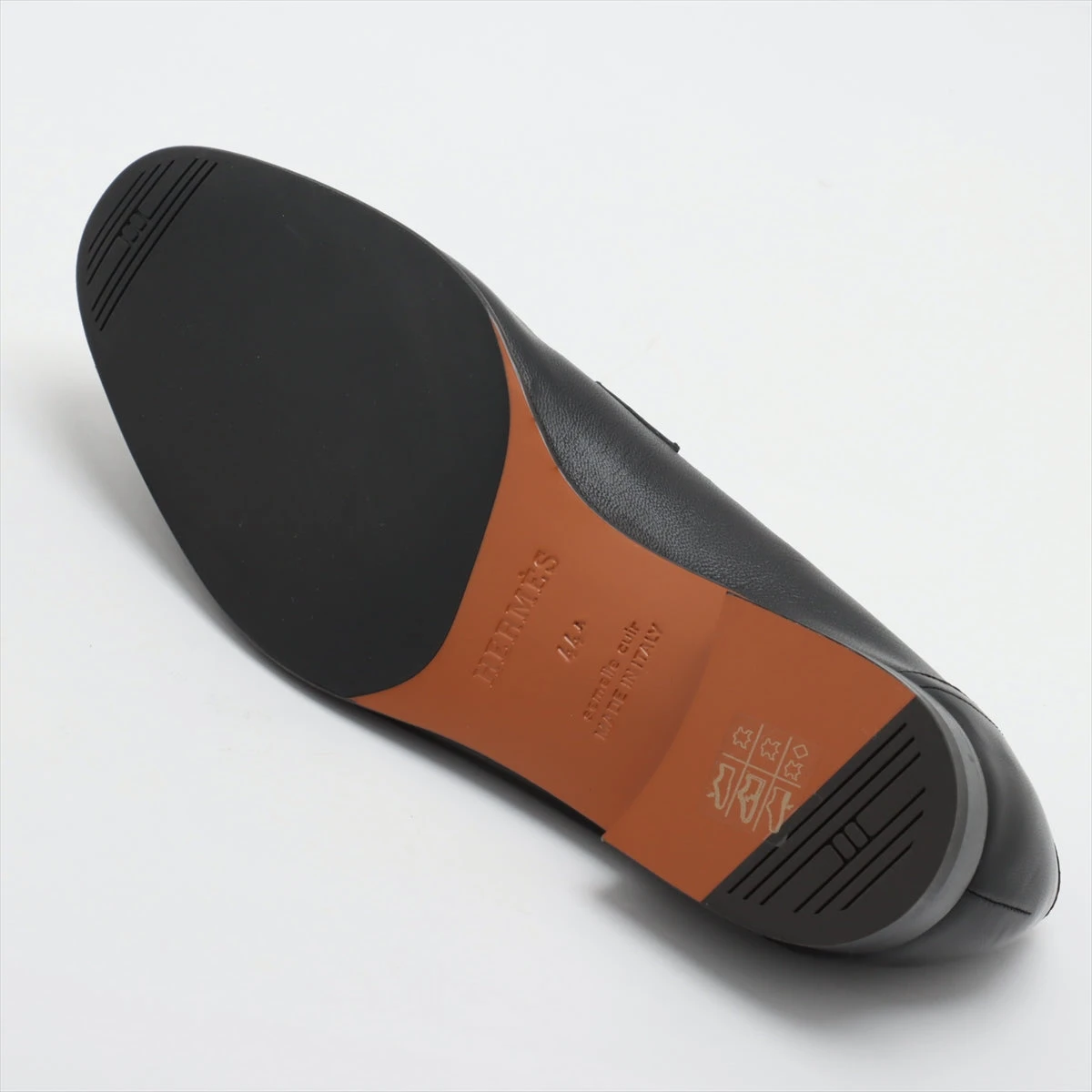 HERMES ブラックレザー ローファー HERMES エルメス モカシン ジョヴァンニ ブラック レザー