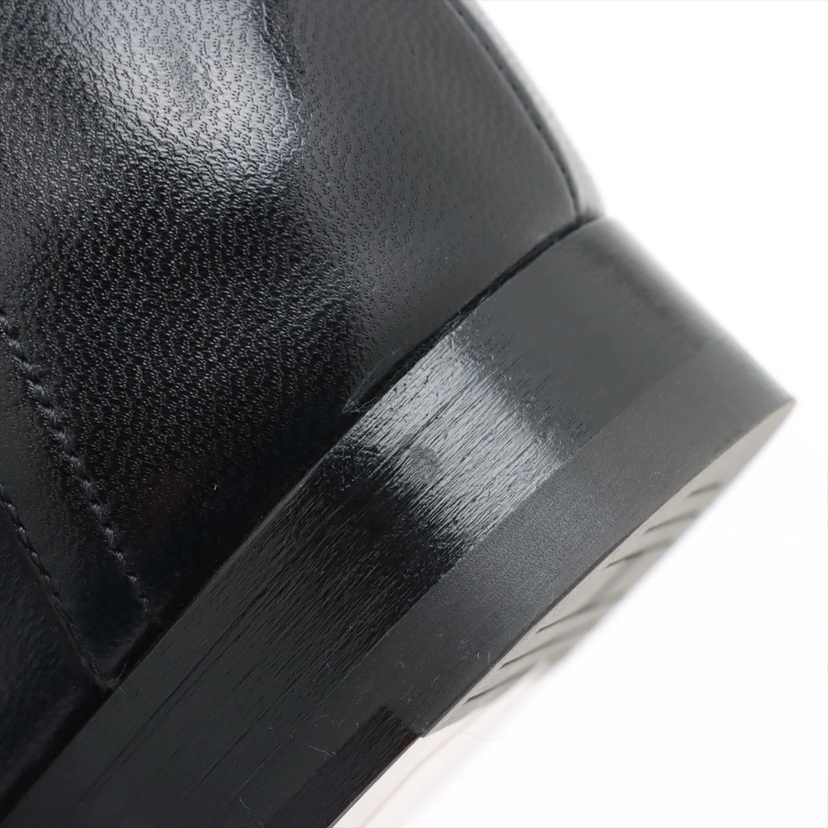 HERMES ブラックレザー ローファー エルメス フォッシュ レザー ローファー 35 1/2 レディース