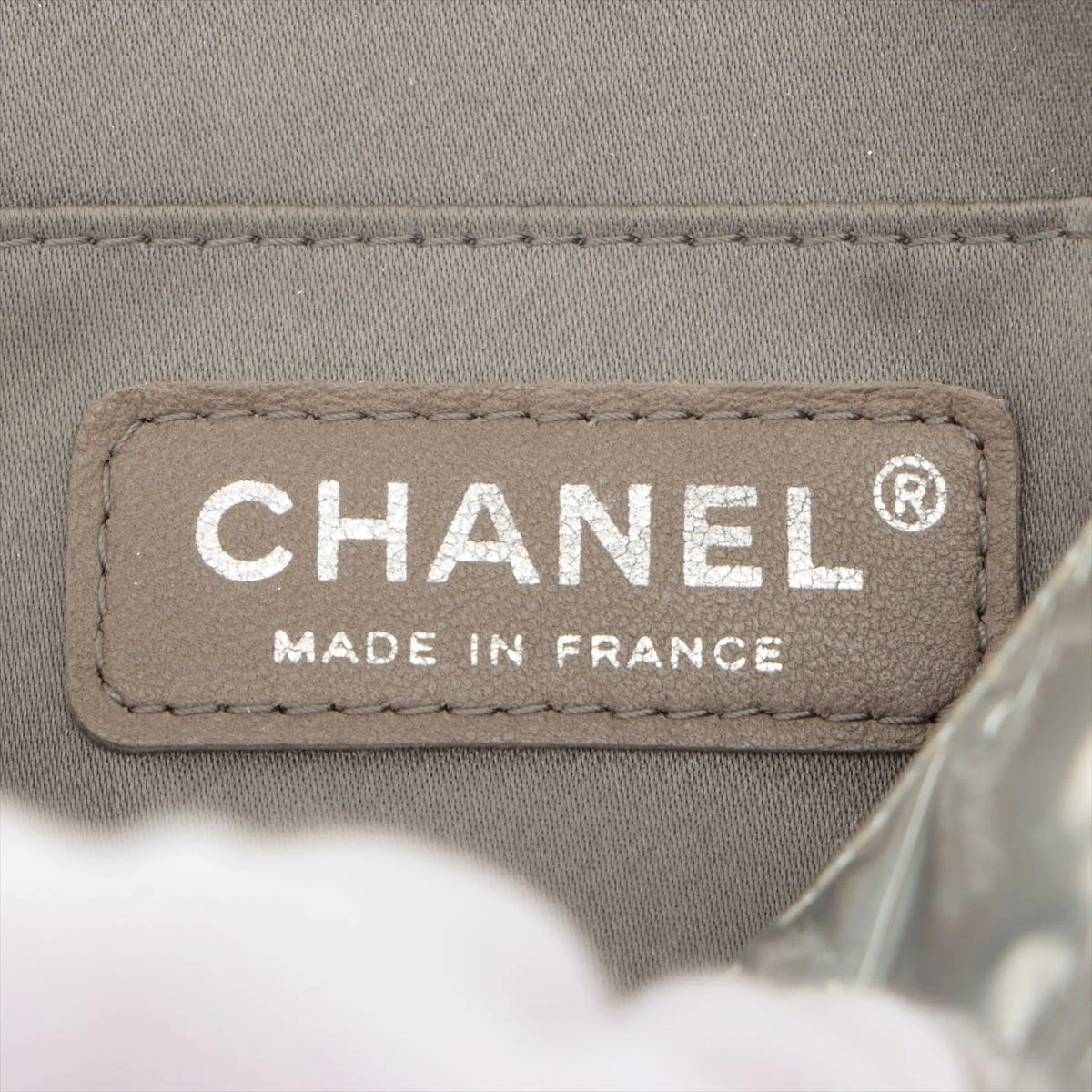 シャネル アイコン パテントレザー チェーンショルダーバッグ シルバー