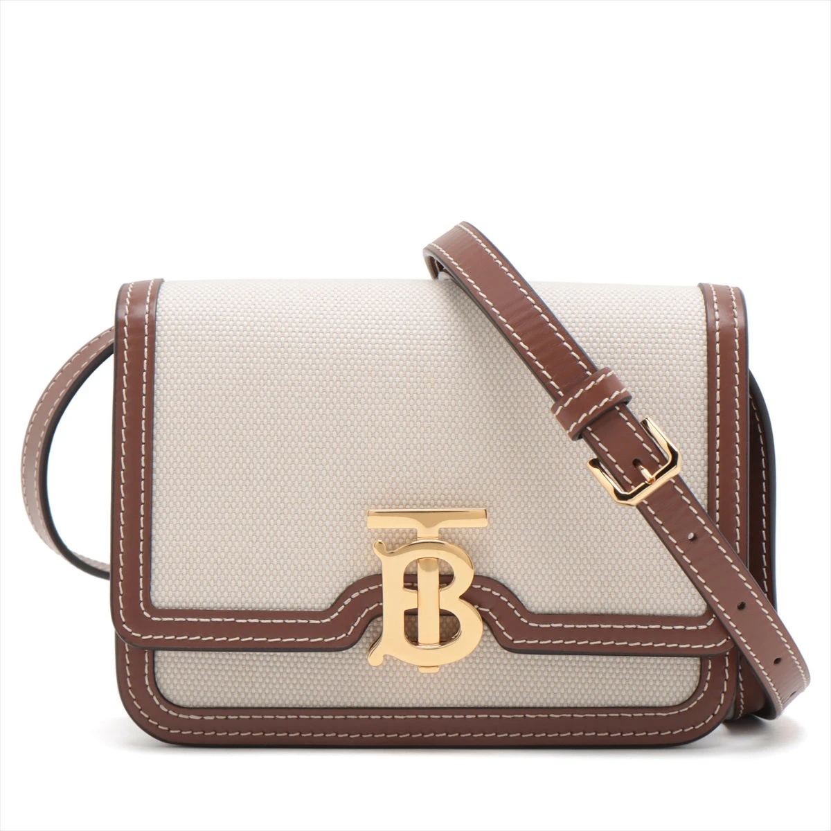 BURBERRY ショルダーバッグ ベージュ レザー TB バーバリー TB キャンバス×レザー ショルダーバッグ ベージュ A2690107