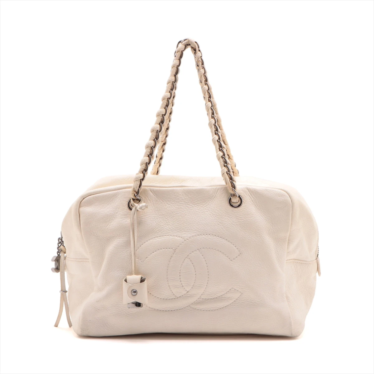 シャネル チョコバー ココマーク ショルダーバッグ ベージュ レザー