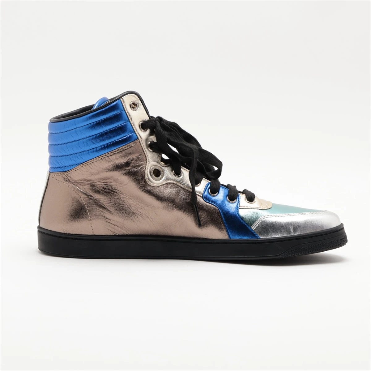 ✨美品✨GUCCI グッチ　ハイカットスニーカー メタリックレザー　ゴールド グッチ メタリックレザー ハイカットスニーカー 9.5 メンズ