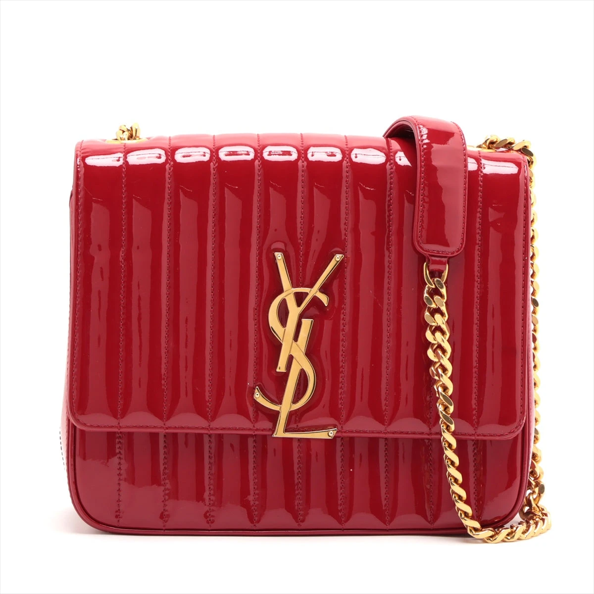 サンローランパリ モノグラム ヴィキ パテントレザー チェーン