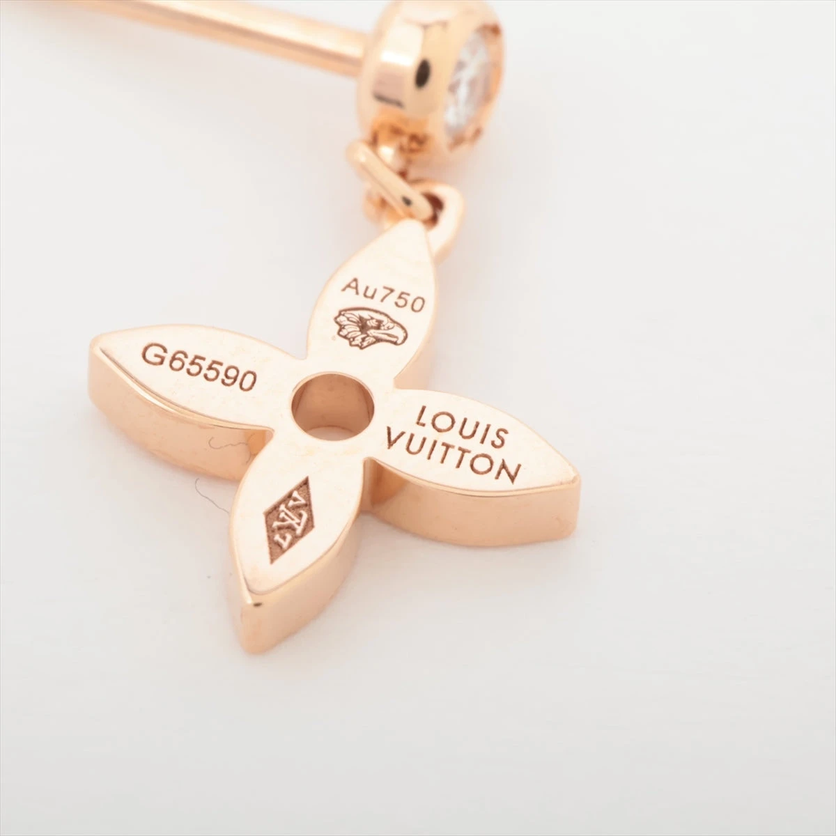 ヴィトン ピュス モノグラム イディール ダイヤ シングルピアス 750(PG