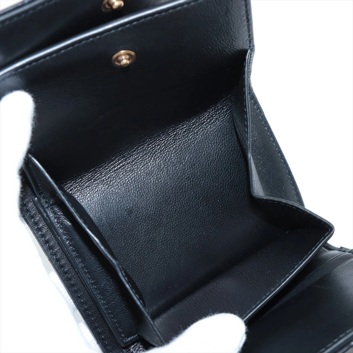✨極美品✨現行モデル✨サンローランパリ　コンパクトウォレット　ネイビー SAINT LAURENT サンローラン パリ 三つ折り財布 コンパクト