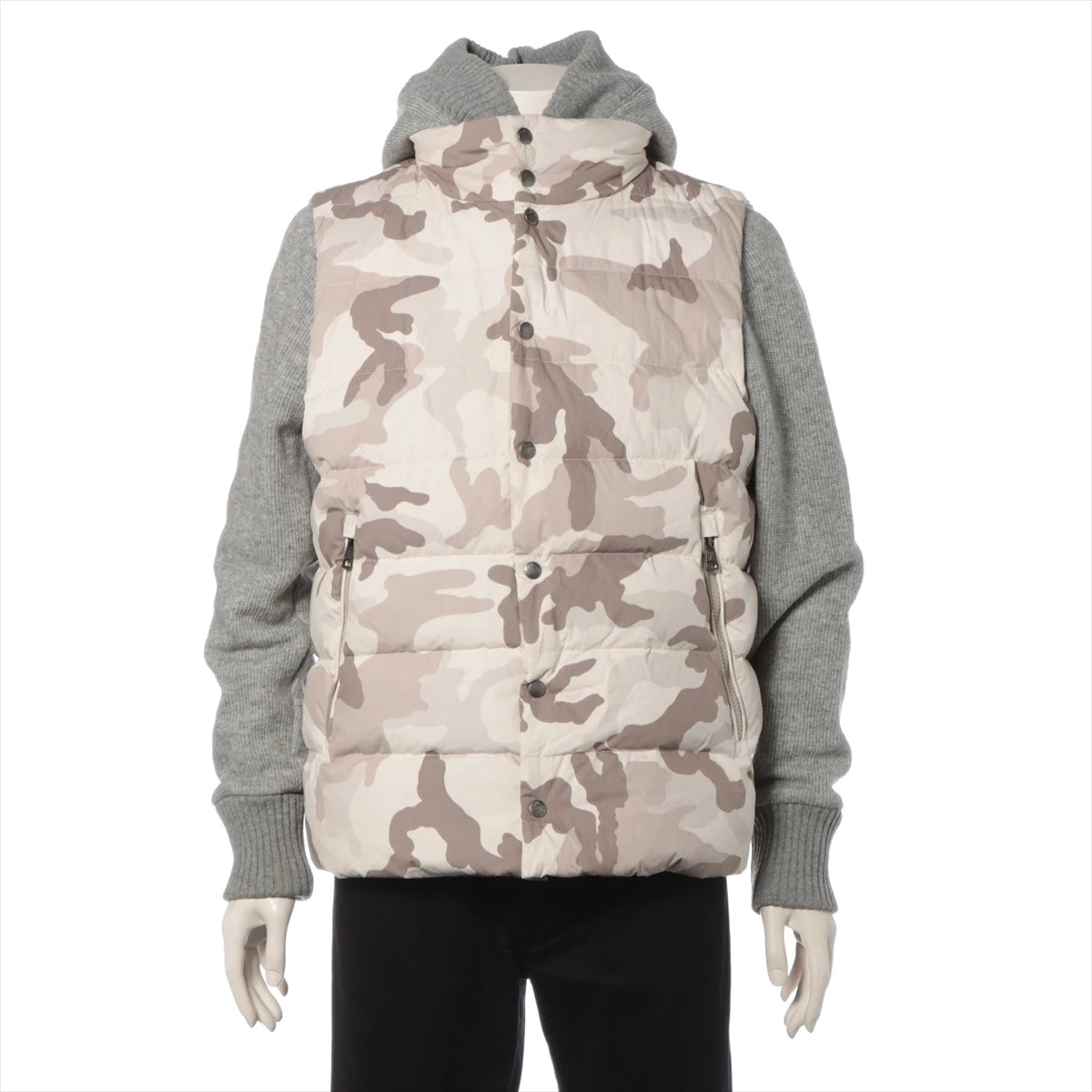 モンクレール PERIGORD フード 切替ダウンジャケット ベージュ/グレー