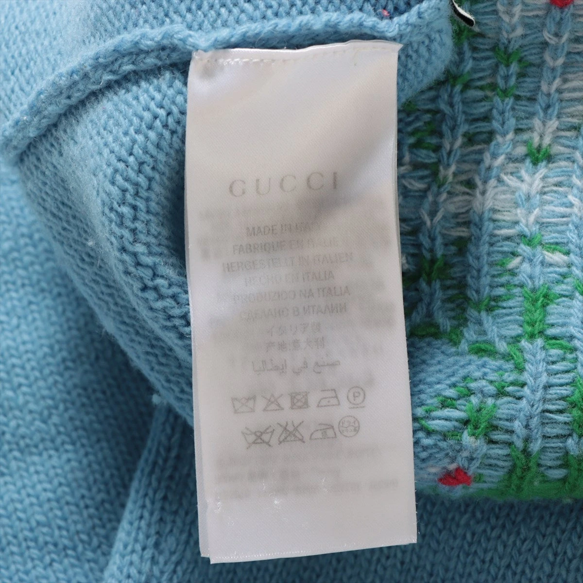 グッチ 17SS ウール ニット S レディース ブルー 457401 コサージュ  