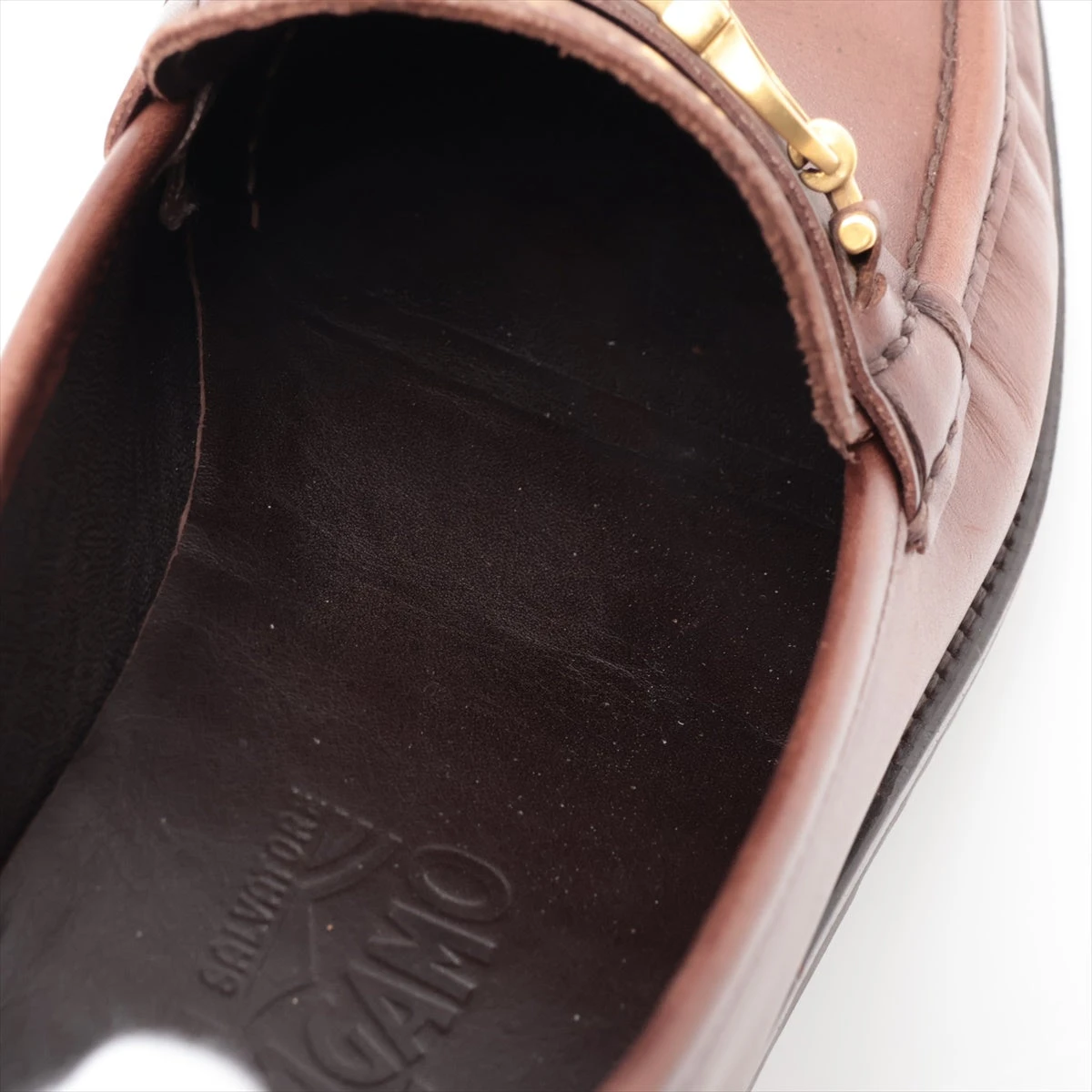 フェラガモ レザー ローファー 7.5 メンズ ブラウン UR22229