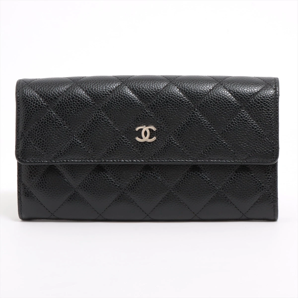 ⭐️美品⭐️シャネル CHANEL 財布 マトラッセ キャビアスキン ブラック シャネル マトラッセ キャビアスキン 財布 ブラック シルバー