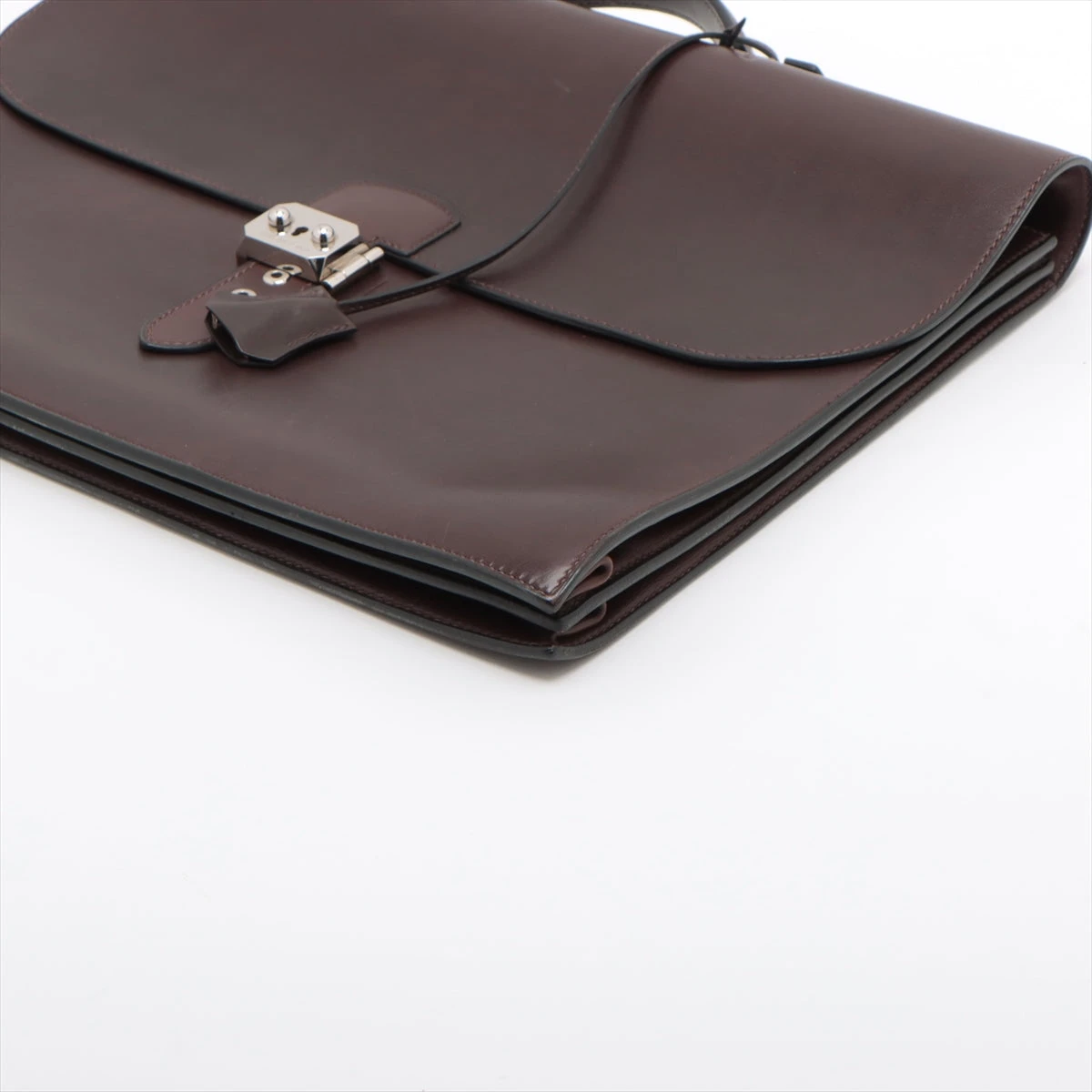 エルメス サックアデペッシュ41 ボックスカーフ ショコラ シルバー金具 