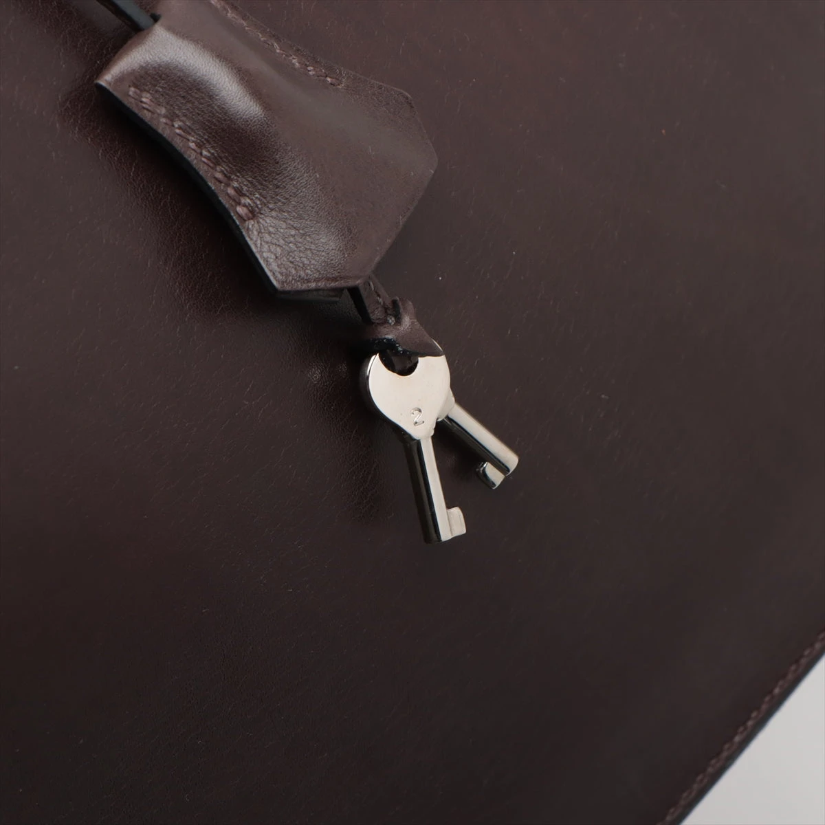 エルメス サックアデペッシュ41 ボックスカーフ ショコラ シルバー金具 