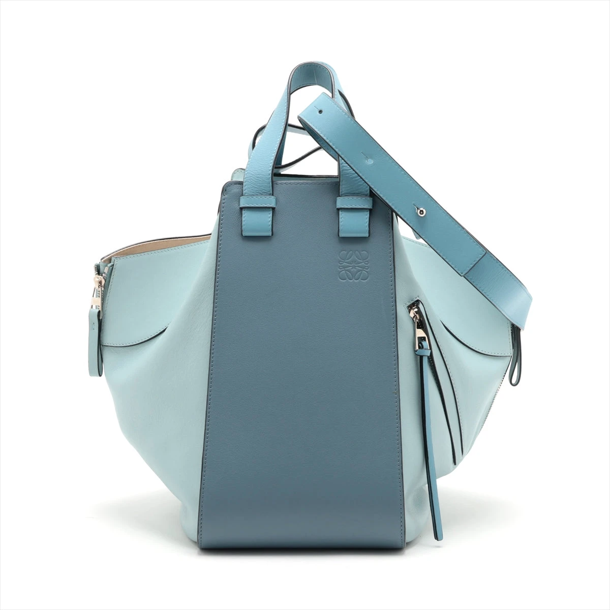 ロエベ ハンモック ラージ レザー 2WAYハンドバッグ ブルー A2691282  