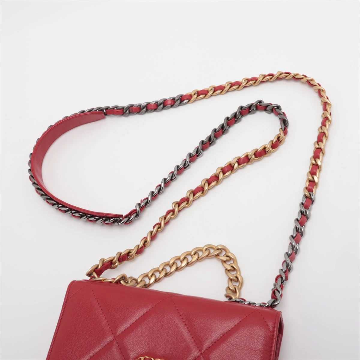 VINTAGE シャネル チェーンウォレット ラム レッド/S金具 シャネル CHANEL チェーンウォレット レッド シルバー金具