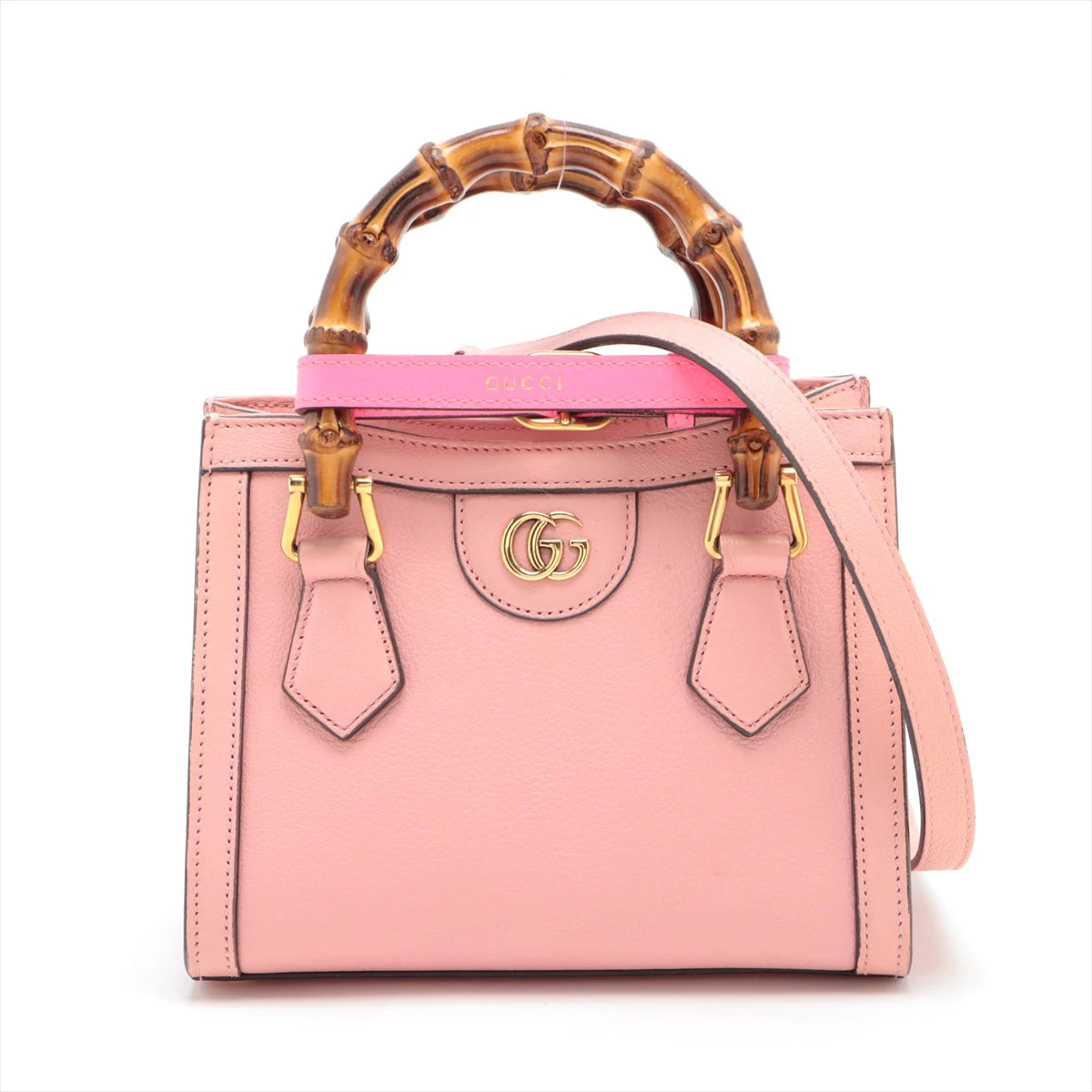 クレージュ ロゴ レザー ハンドバッグ ピンク A3271874｜中古