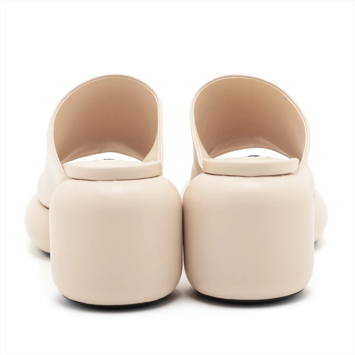 【JIL SANDER】レザー ブロックヒール サンダル ミュール ジルサンダー レザー サンダル 36 レディース アイボリー