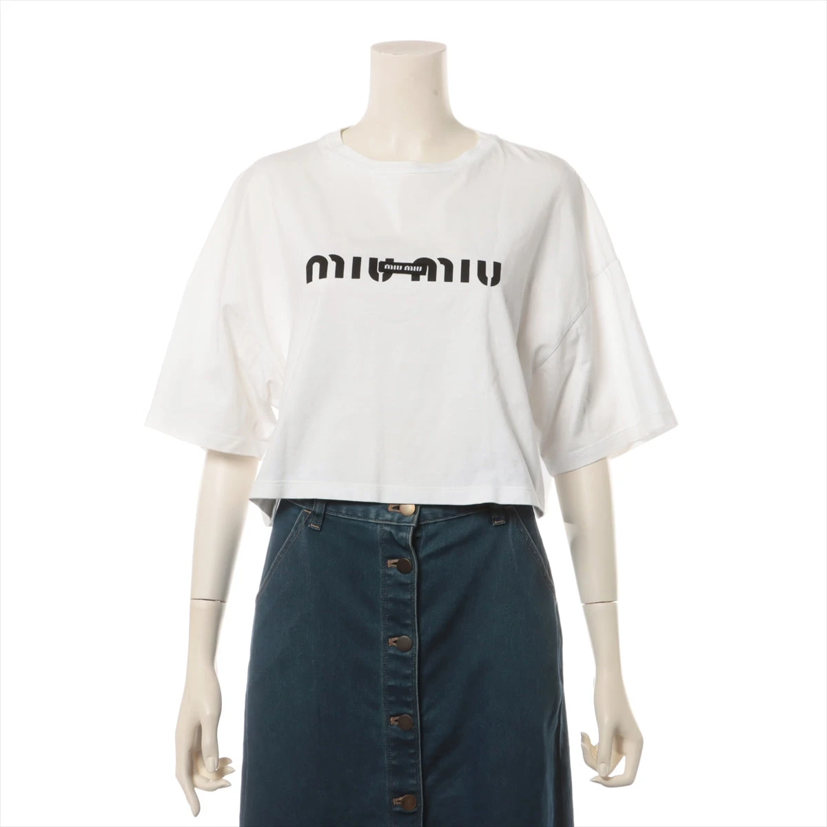 miu miu クロップドTシャツ XS ホワイト/ブラック