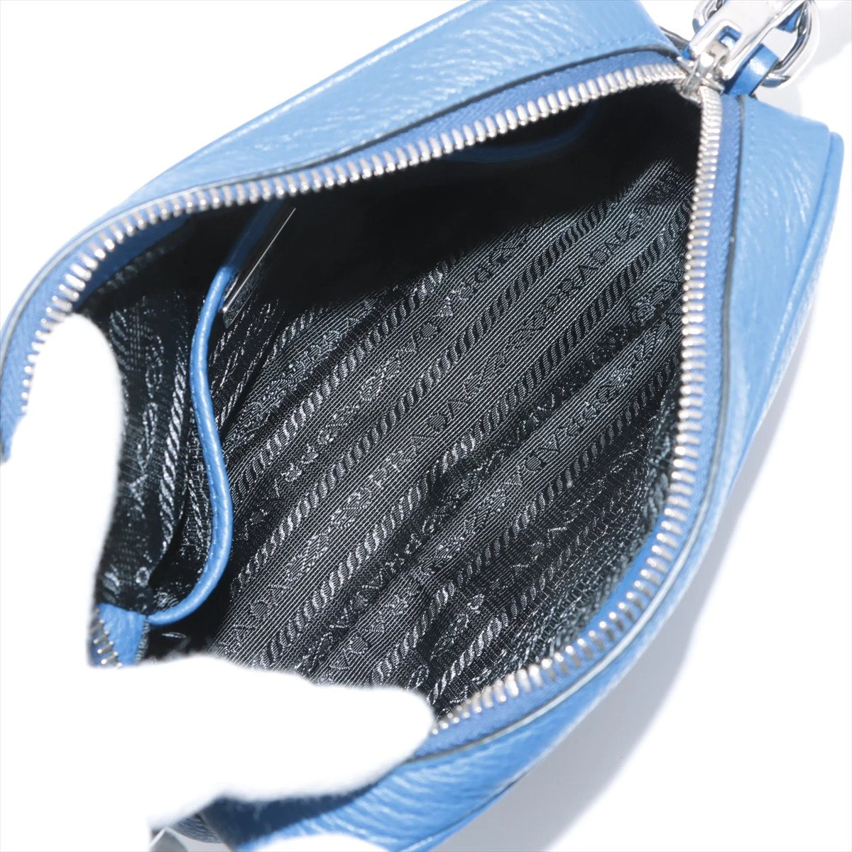 プラダ レザー ショルダーバッグ ブルー AP061647｜中古ブランド品