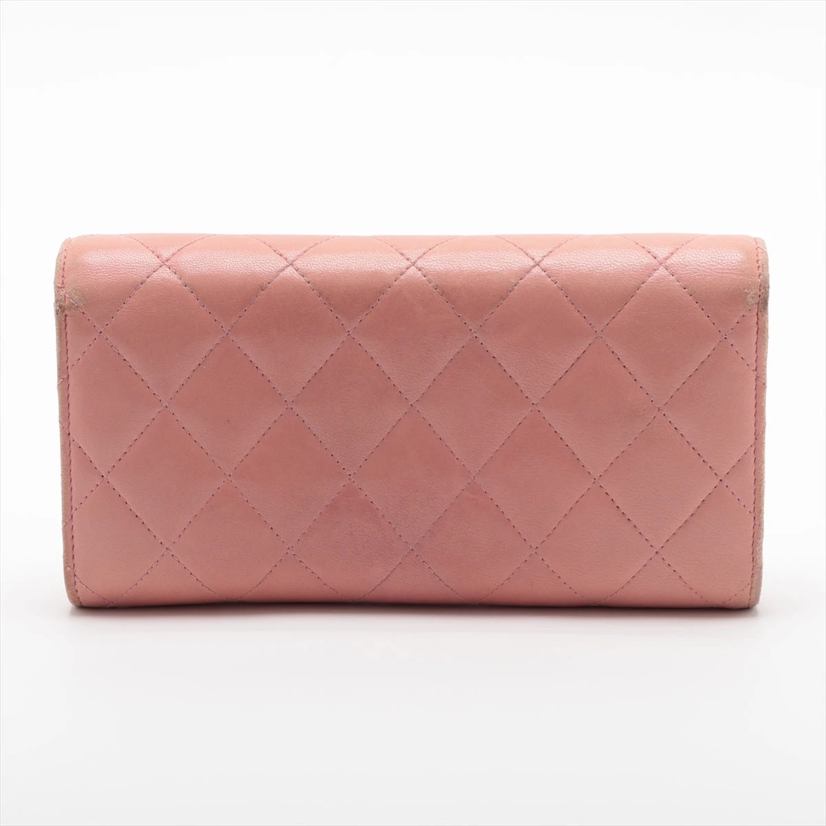 シャネル マトラッセ ラムスキン 財布 ピンク ゴールド金具 24