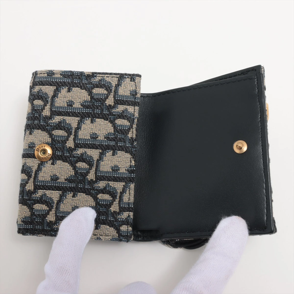 トロッター ディオール　折り財布　二つ折り　トロッター　D サドル　キャンバス ディオール トロッター サドル キャンバス×レザー コンパクト