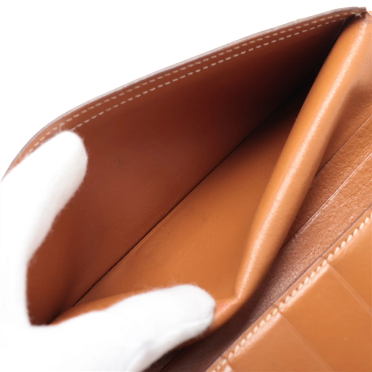 値下げ　エルメス 長財布 ブラウン　ベアン エルメス HERMES ベアン 長財布 ブラウン シルバー金具 四角F