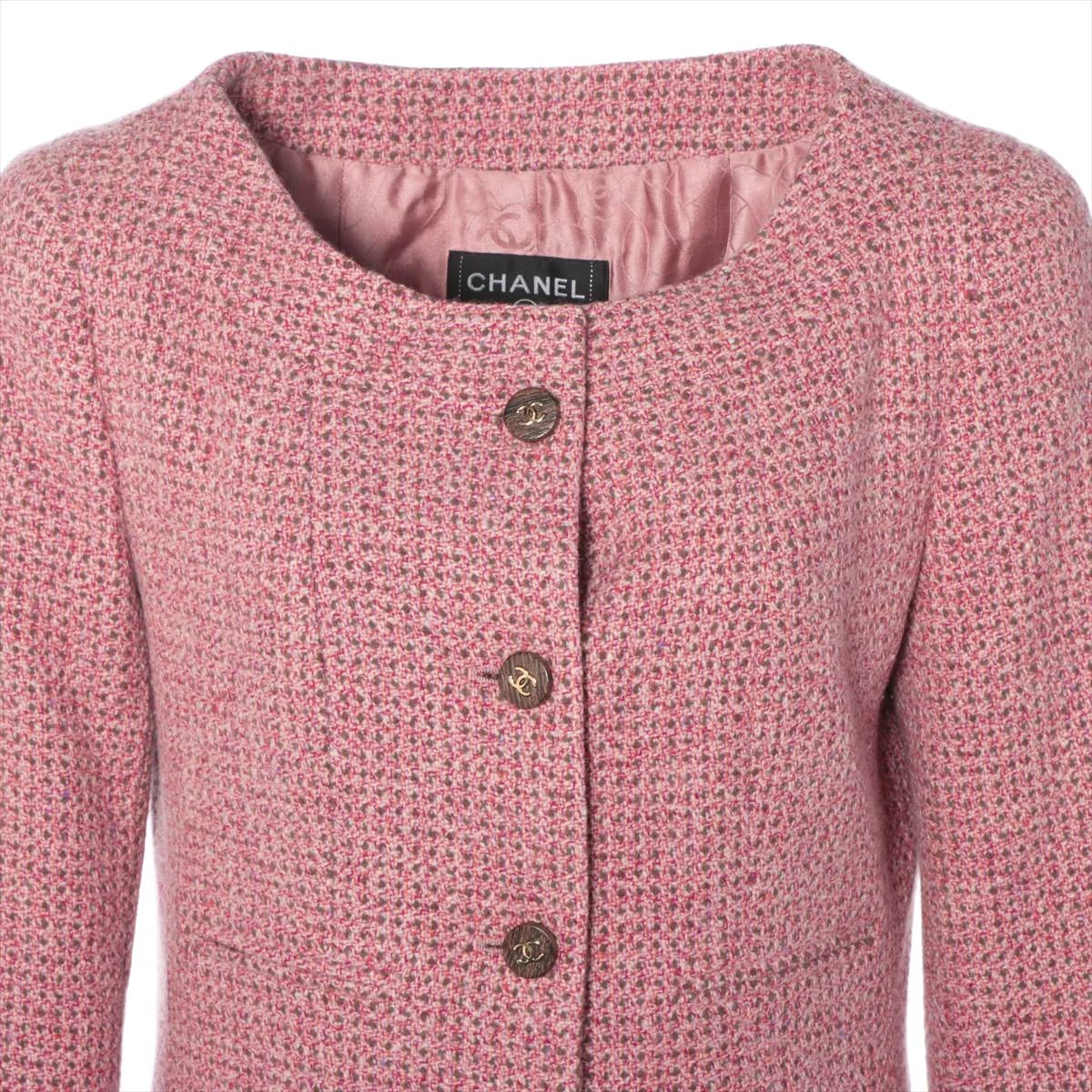 シャネル ココボタン 01A カシミヤ×シルク コート 40 レディース