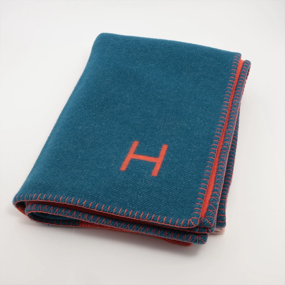 HERMES エルメス アヴァロン ブランケット ブルー カシミア　ウール エルメス アヴァロン ブランケット ウール×カシミヤ ブルー