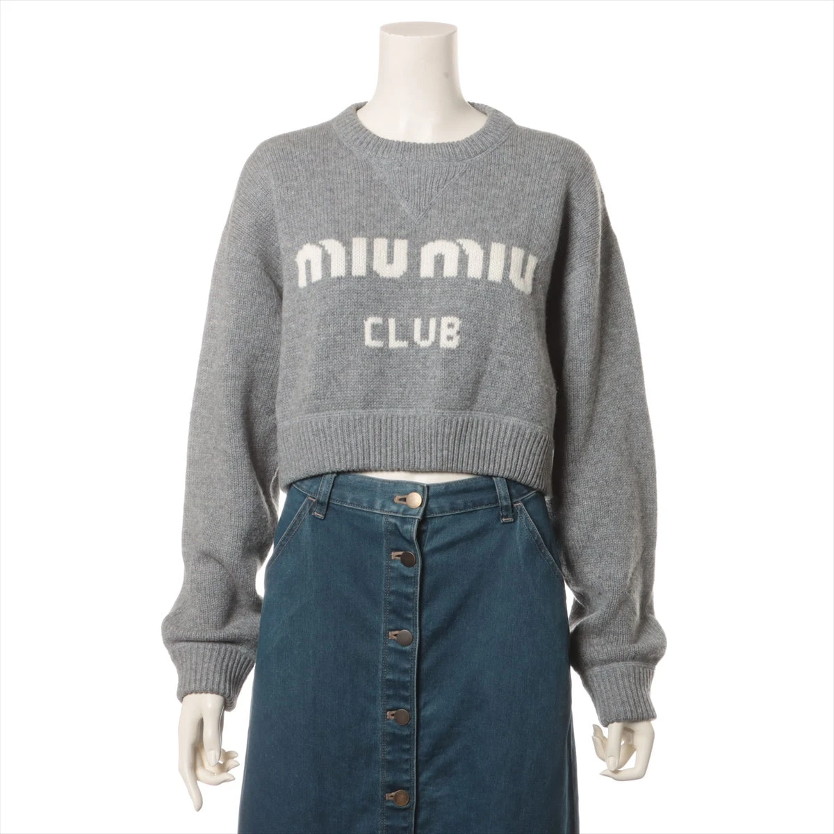 ミュウミュウ 22年 カシミヤ ニット 38 レディース グレー