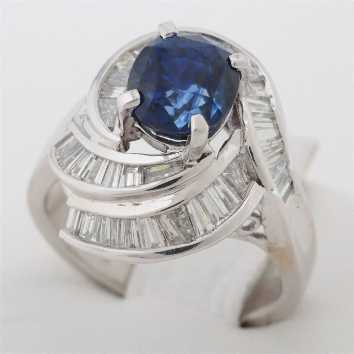 サファイア ダイヤ リング Pt900 9.1g S256 D109 RZ016062｜中古