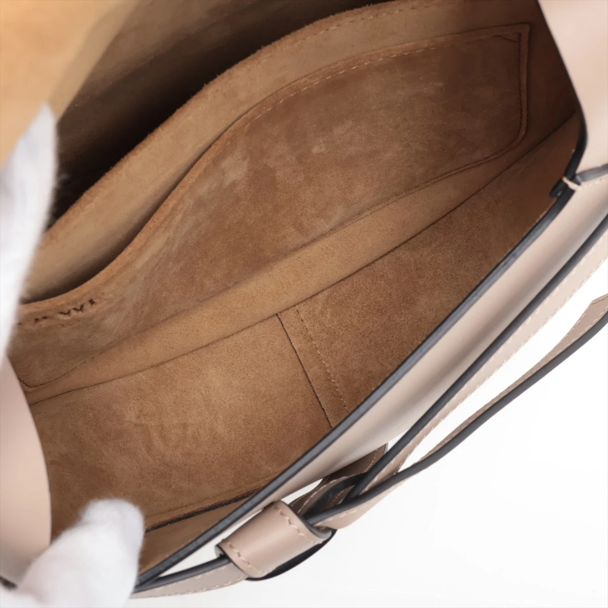 ロエベ ゲート フレーム スモール レザー ショルダーバッグ グレージュ