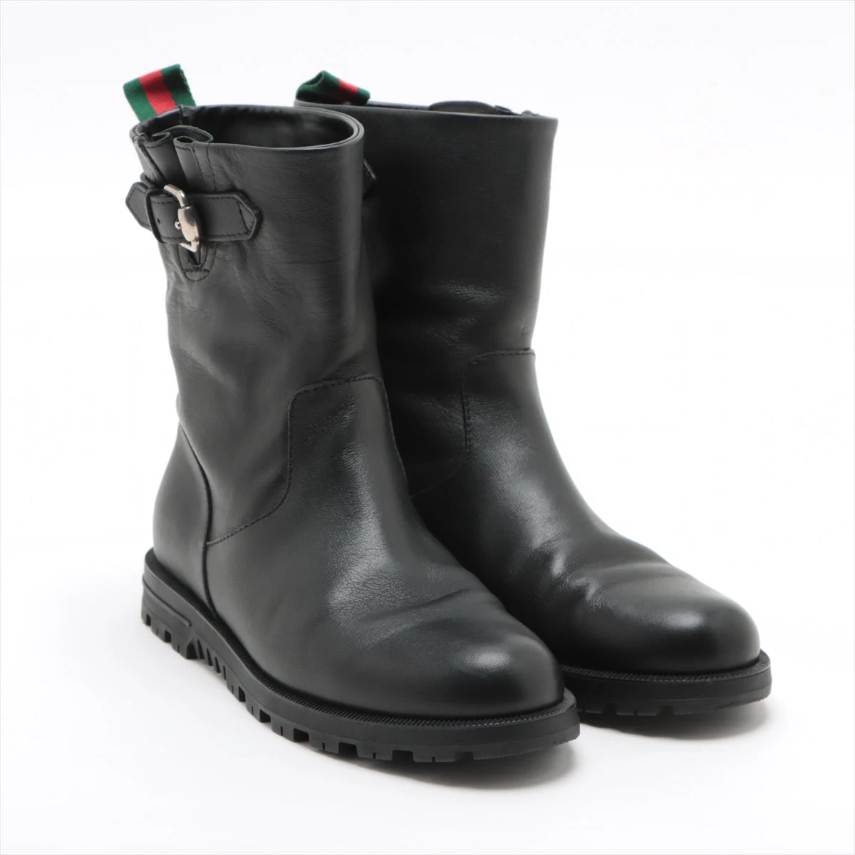 【美品】グッチ ブーツ シェリーライン レースアップ レザー 25.5cm相当 美品】グッチ ブーツ シェリーライン レースアップ レザー 25.5