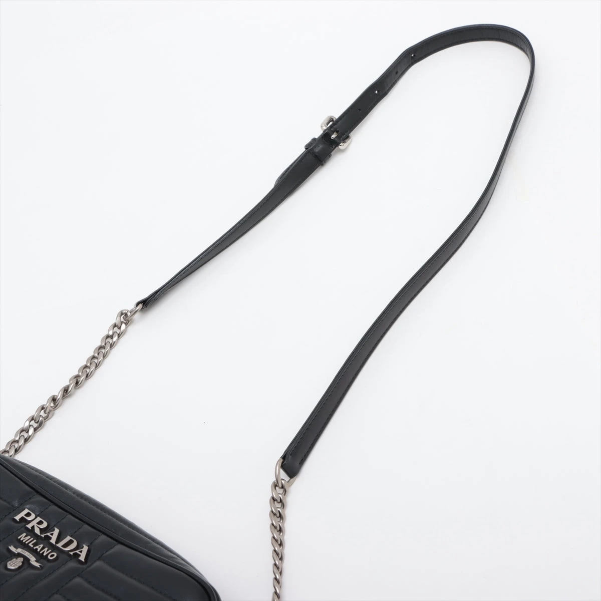 PRADA ショルダーバッグ1BH083【ランク：A】 PRADA プラダ ダイアグラム チェーンショルダーバッグ レザー