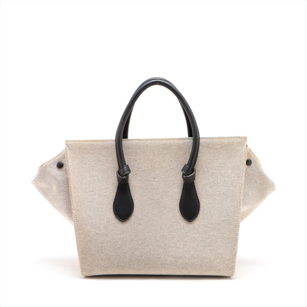 ベージュ キャンバス レザートートバッグ