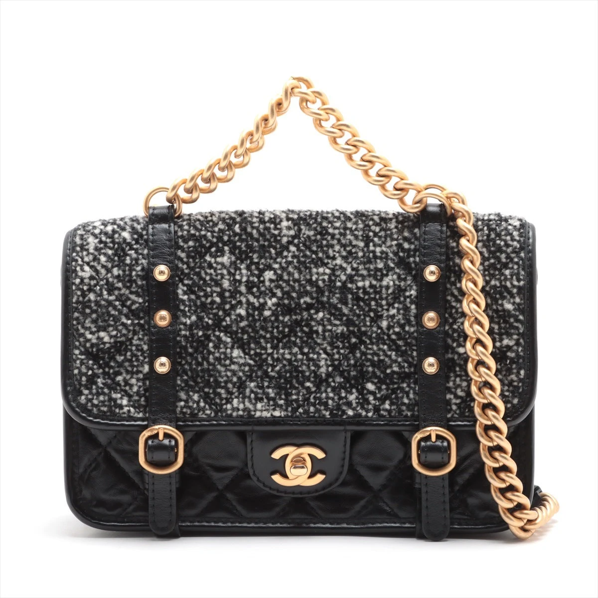 シャネル マトラッセ ウール×レザー チェーンショルダーバッグ  