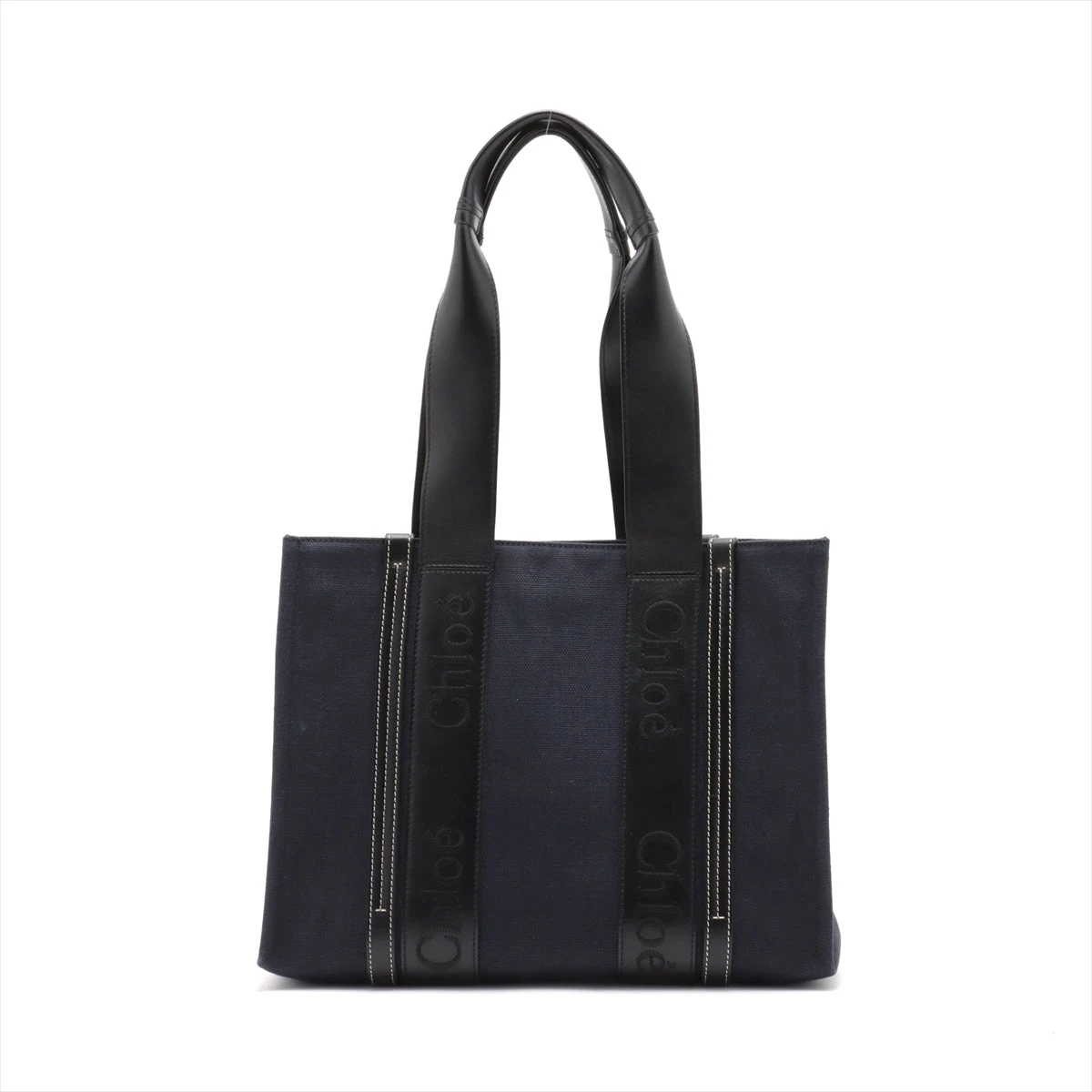 美品】 A.D.M.J. トートバッグ バイカラー ネイビー ベージュ