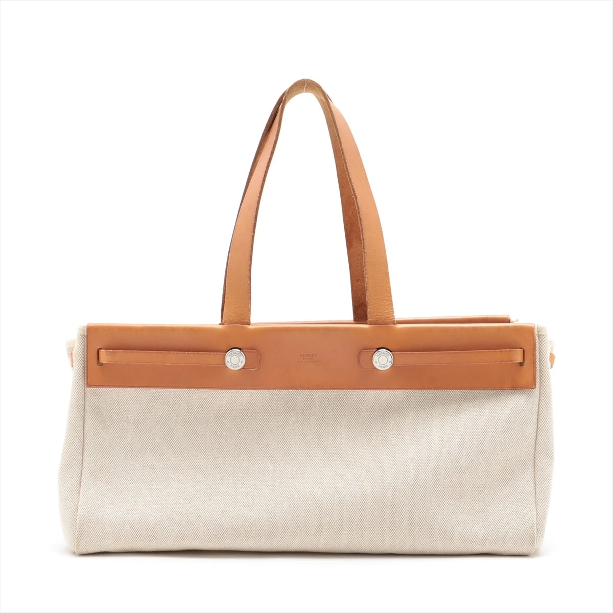 エルメス エールバッグ カバスMM トワルアッシュ ブラウン シルバー