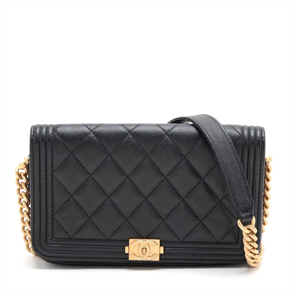シャネル ボーイシャネル キャビアスキン チェーンウォレット フォン  