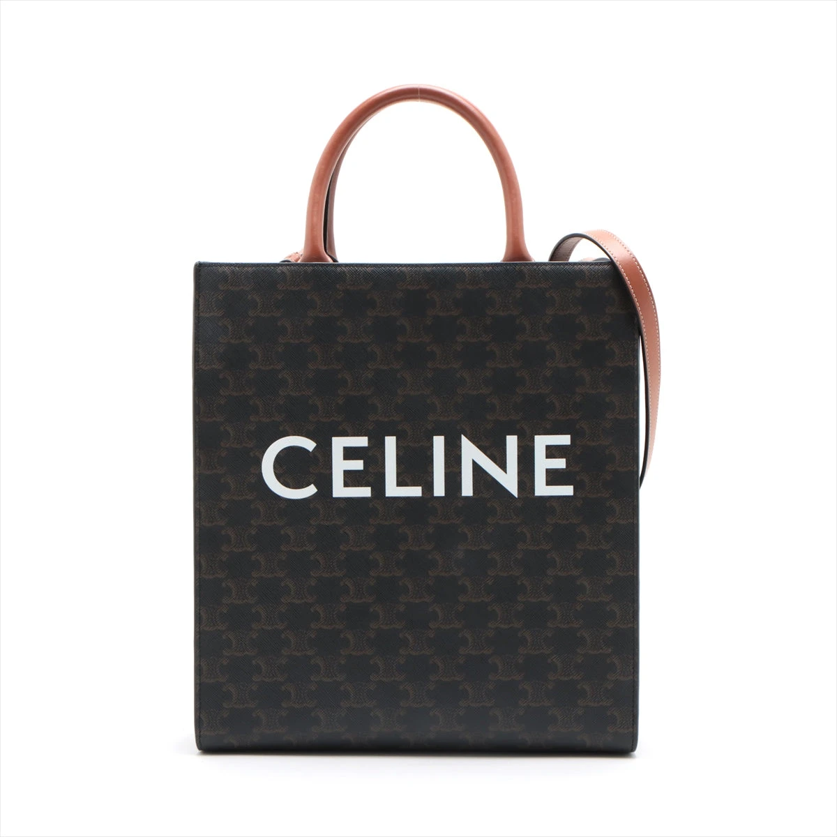 ct27 CELINE セカンドバッグ 本革×PVCレザー トリオンフ 総柄 CELINE/セリーヌ】マカダム柄 PVC/レザー トリオンフロゴ フル