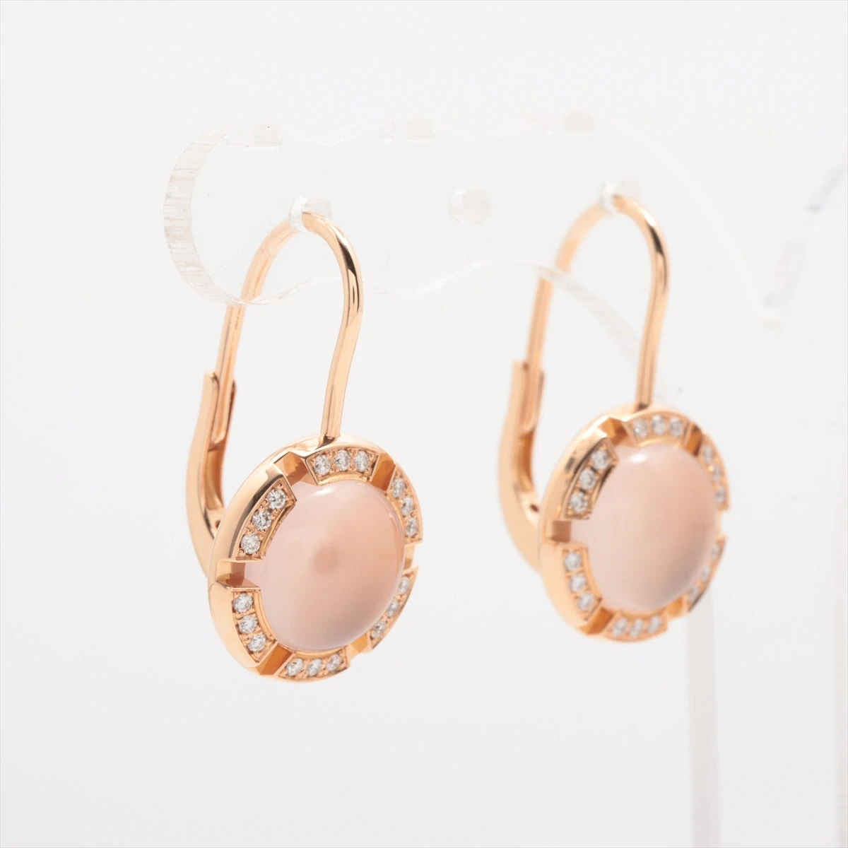 ショーメ クラスワン ローズクォーツ ダイヤ ピアス 750(PG) 7.4g