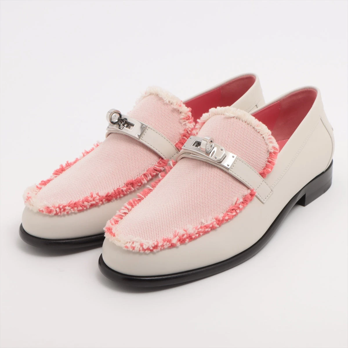 エルメス デスタン キャンバス×レザー ローファー 37 レディース