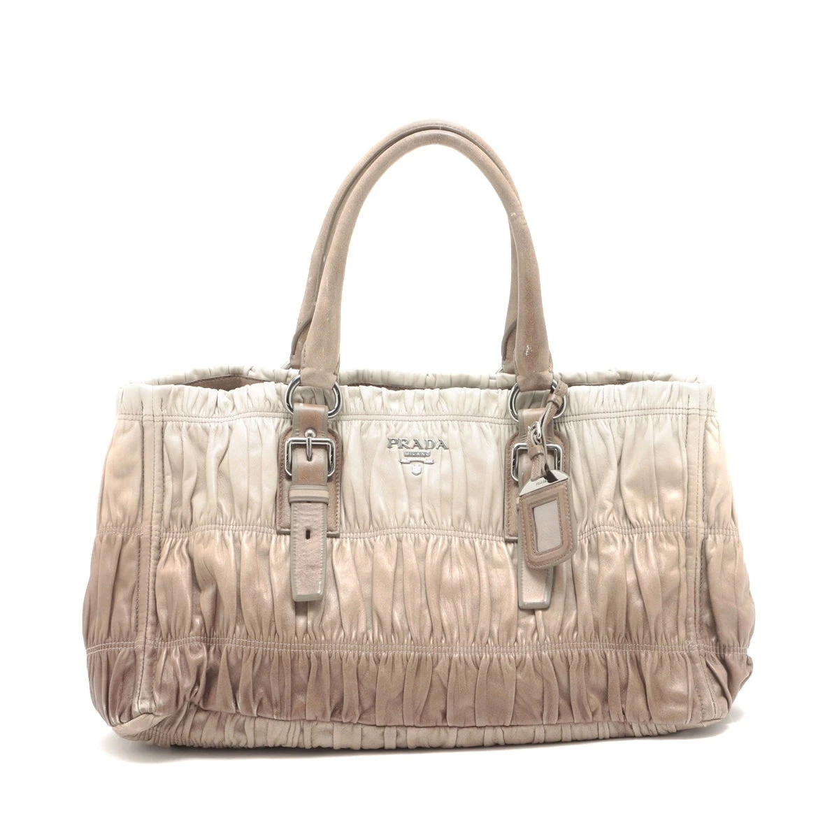 PRADA グレー レザー トートバッグ