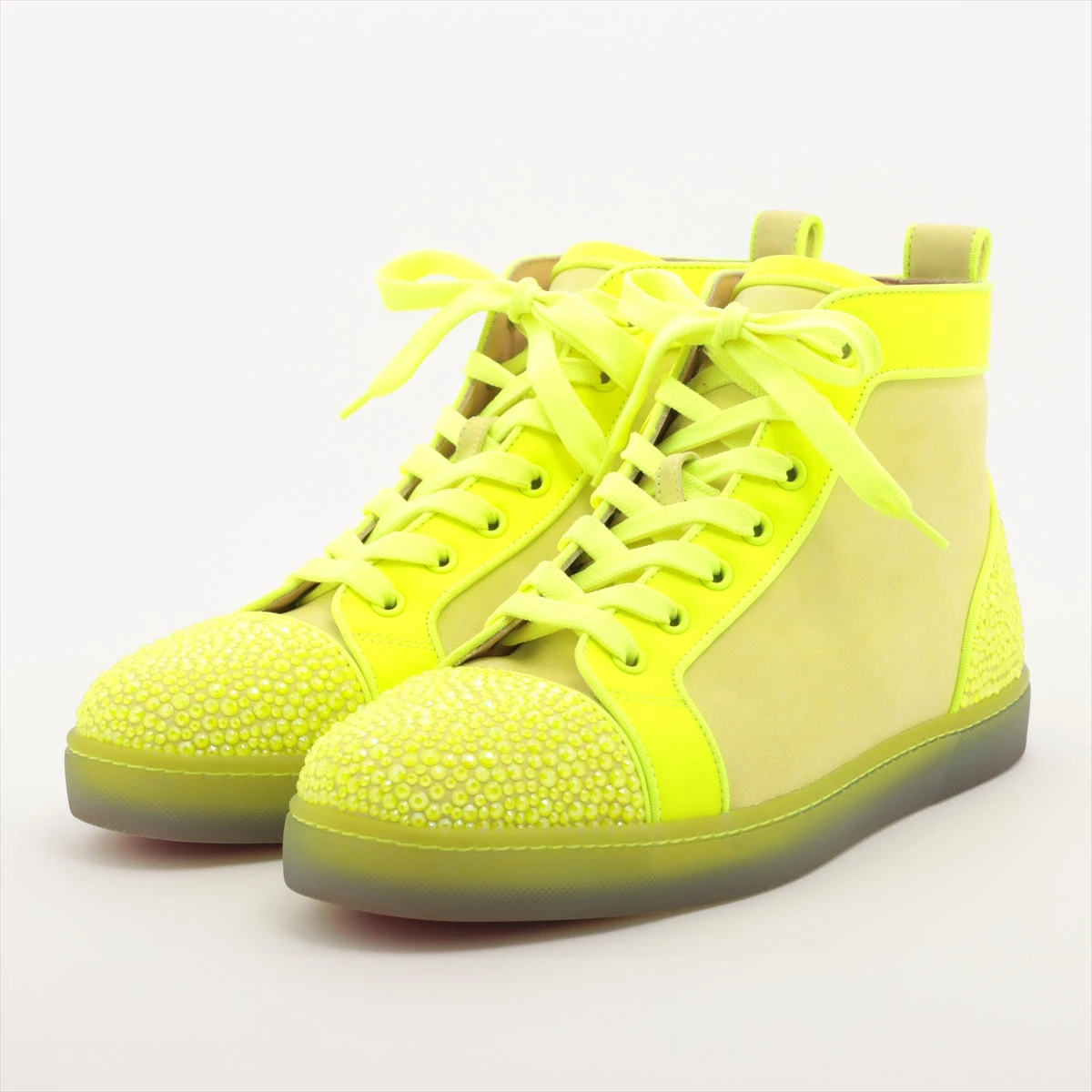 クリスチャンルブタン メンズ ハイカット スタッズ スニーカー 黄色 正規品
